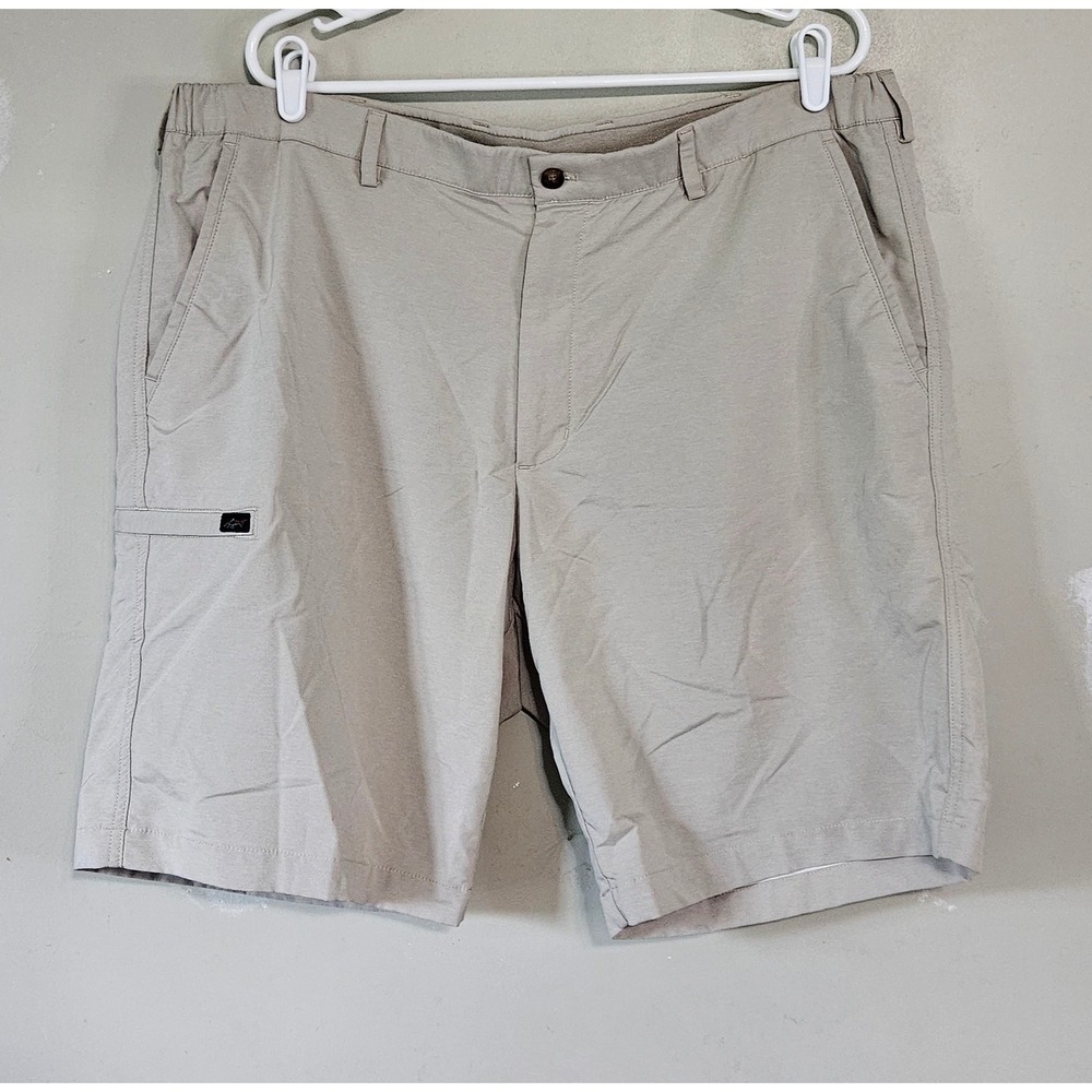 Greg Norman Mens Golf Shorts Tan Khaki Elastic Waist Performance Size 40